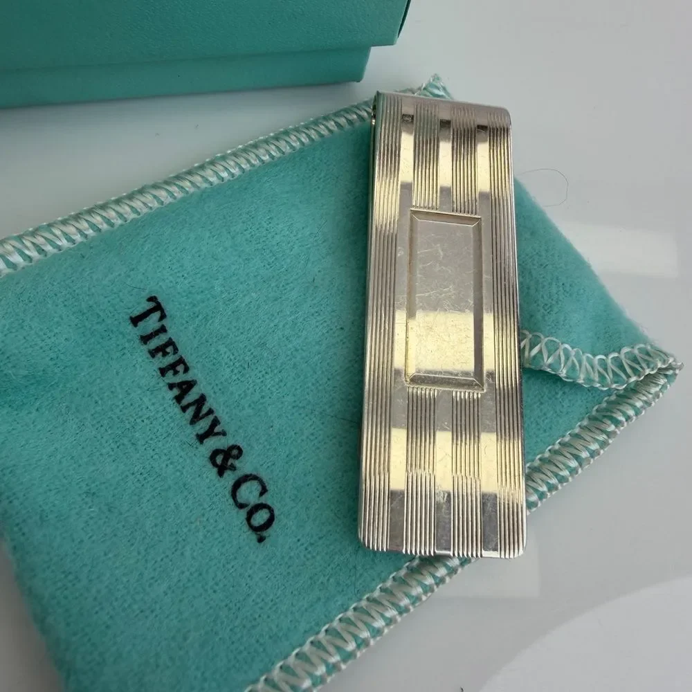 Tiffany & Co Authentic Sterling .925 Silver Pin Stripe Money Clip